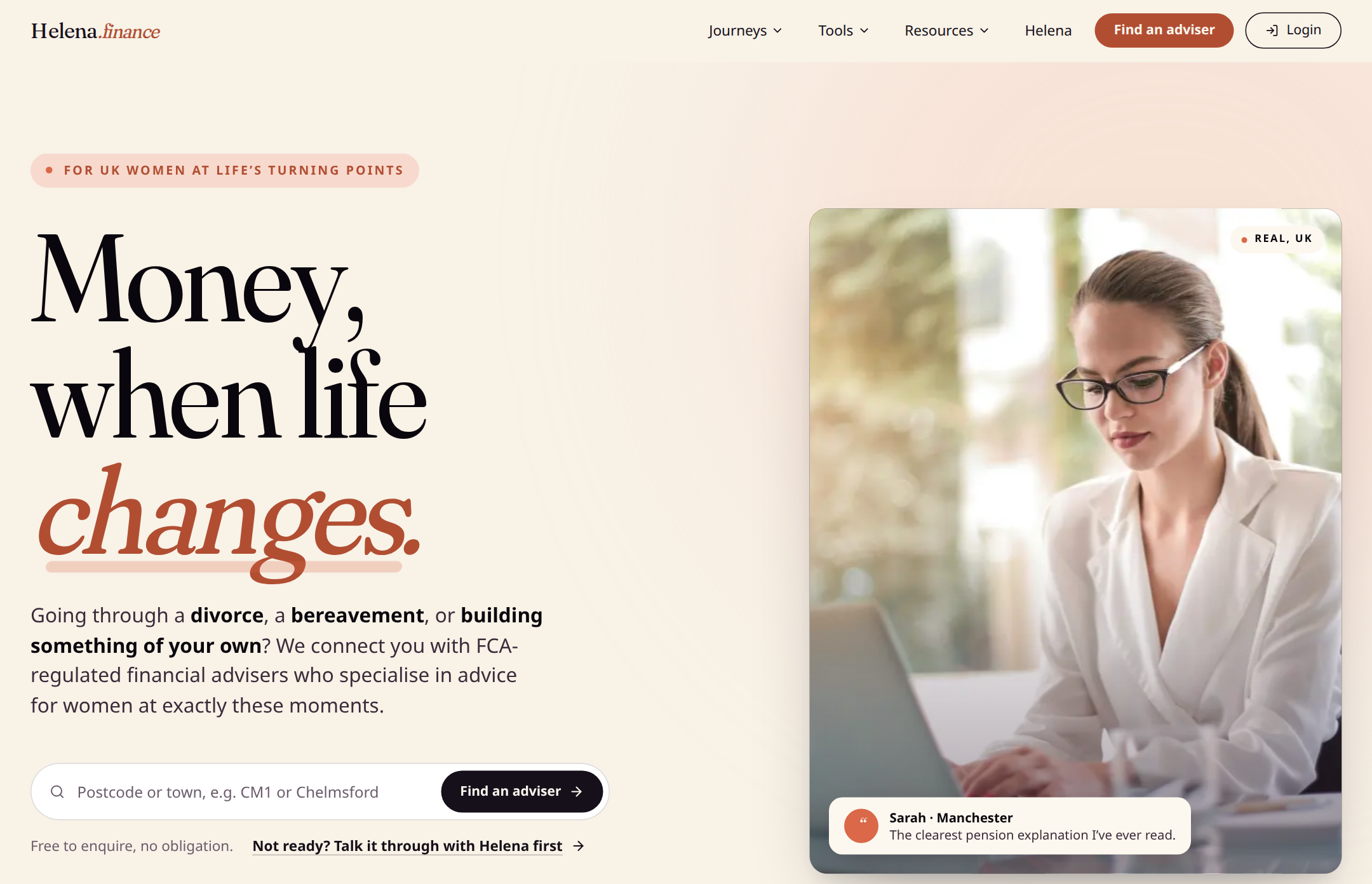 The Helena.finance home page