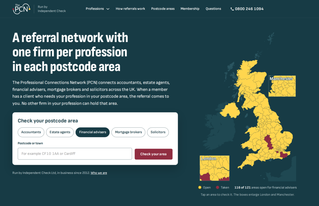 The Professional Connections Network home page