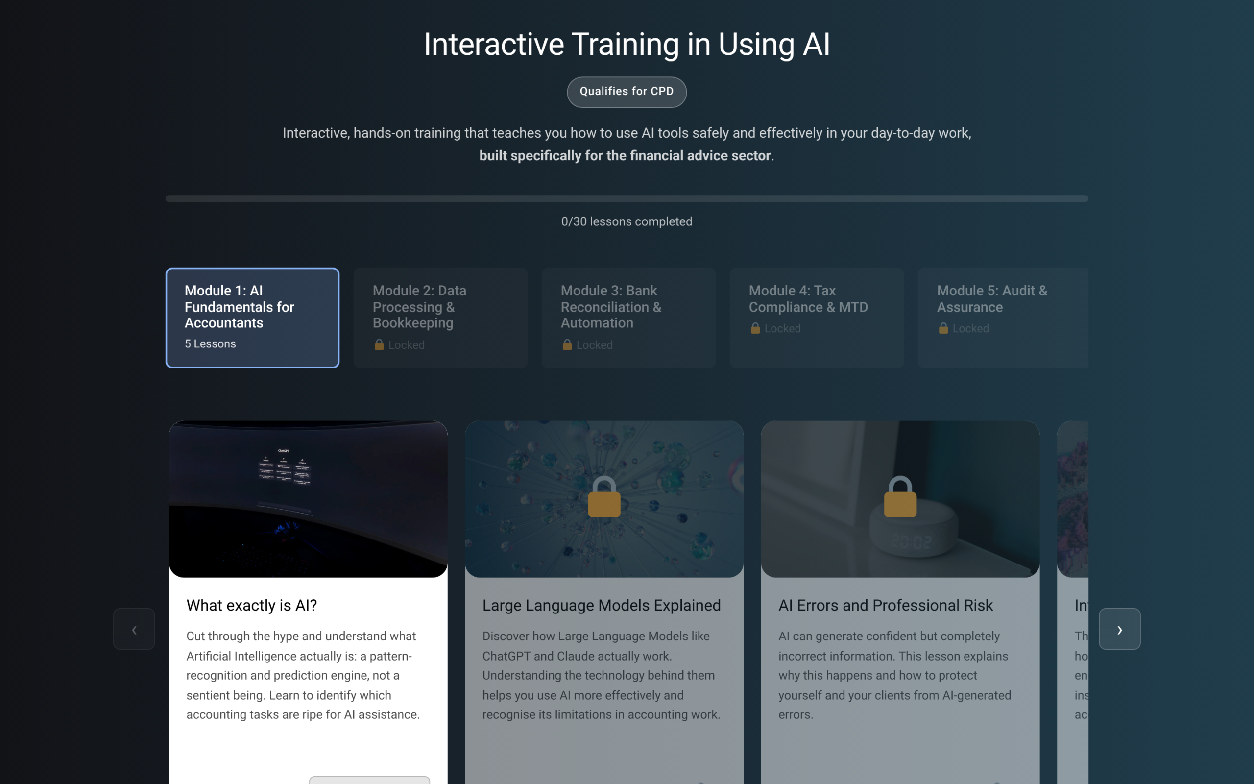 Module one of the accountants AI training course