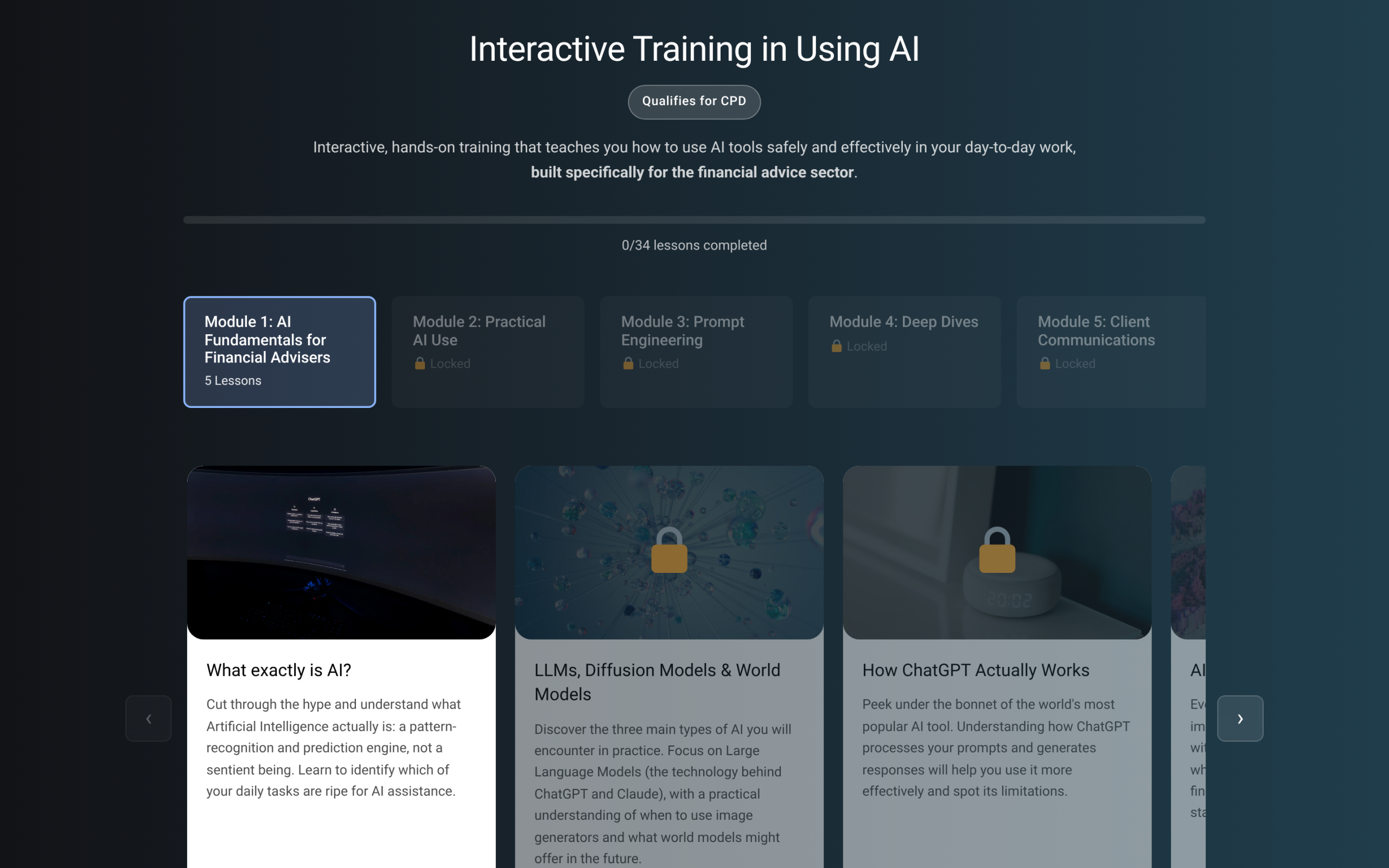 Module 1 of the adviser AI training course